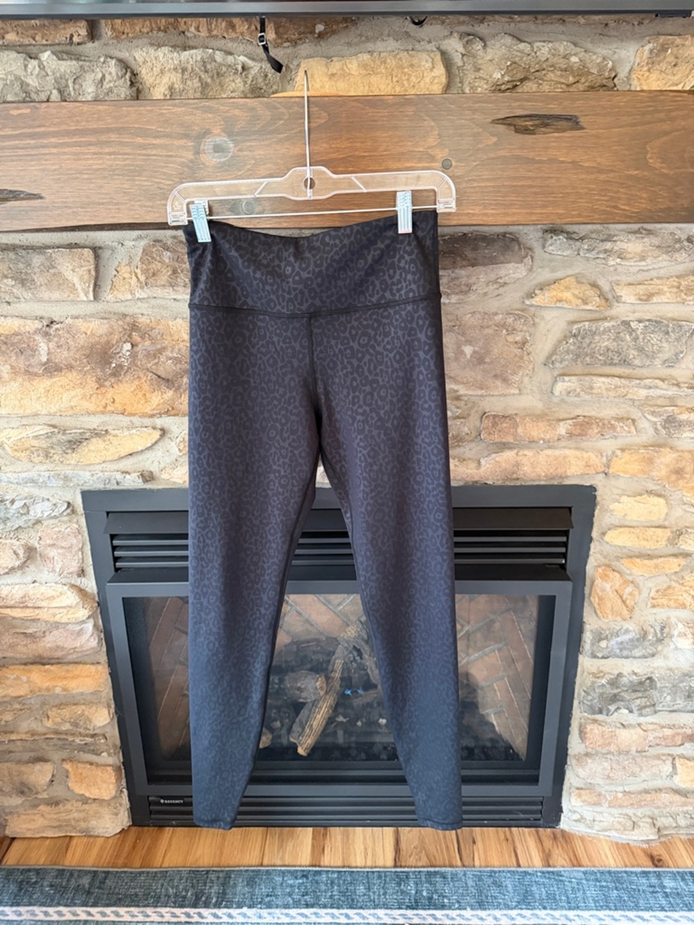 ZYIA Black Subtle Leopard Print High-Waisted Leggings